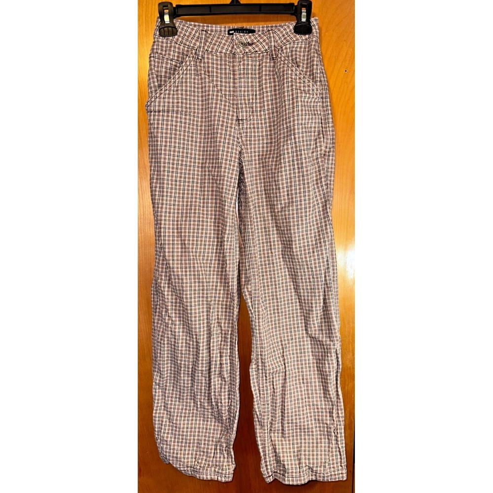 ASOS Design Womens Petite Brown Gingham High Waisted Wide Leg Pants Size 0